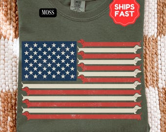 Teckel Amerikaanse vlag Comfort kleuren Shirt Vintage Wiener Dog 4 juli Tshirt patriottische Doxie Gift America 250 Celebration T-shirt