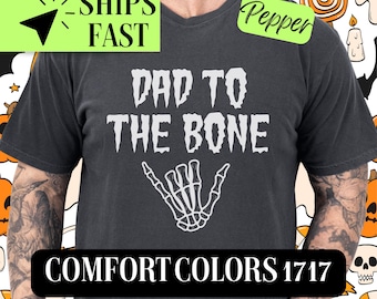 Dad Comfort Colors Halloween Shirt, Dad to the Bone TShirt, Funny Halloween T-Shirt, Spooky Season, Fall Vibes Casual Tee, Vintage Style