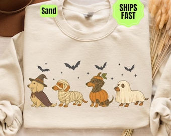 Halloween Dachshund Sweatshirt Spooky Season Weiner Dog Crewneck Fall Vibes Dog Lover Sweater Spooky Weenie Mama Pullover Dachshund Gift