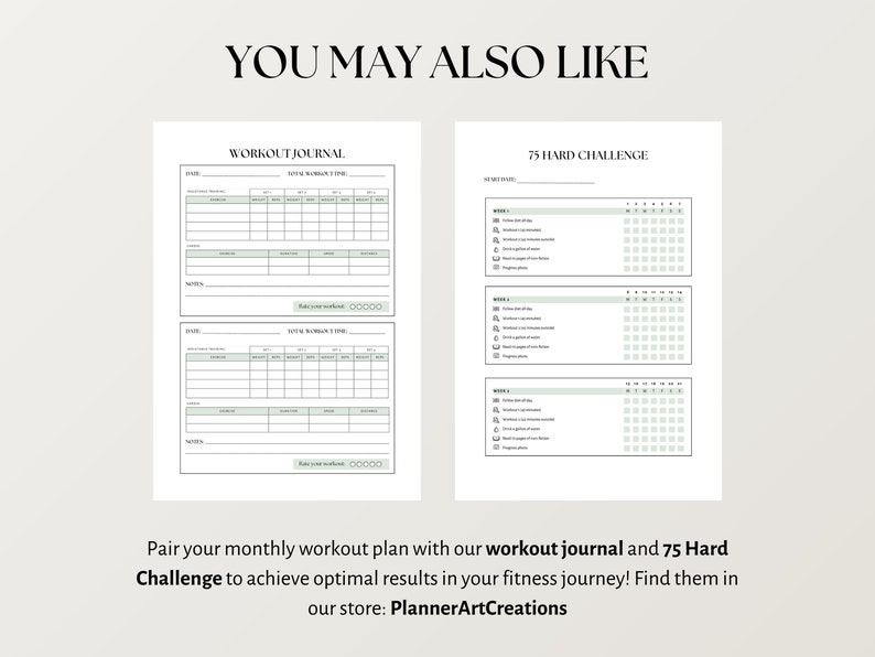 Monthly Workout Planner Printable Ultimate Fitness Planner: Monthly ...