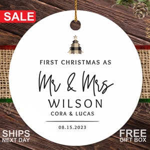First Christmas Married Ornament, Mr and Mrs Christmas Ornament, Our First Christmas Married as Mr and Mrs Ornament, Personalized