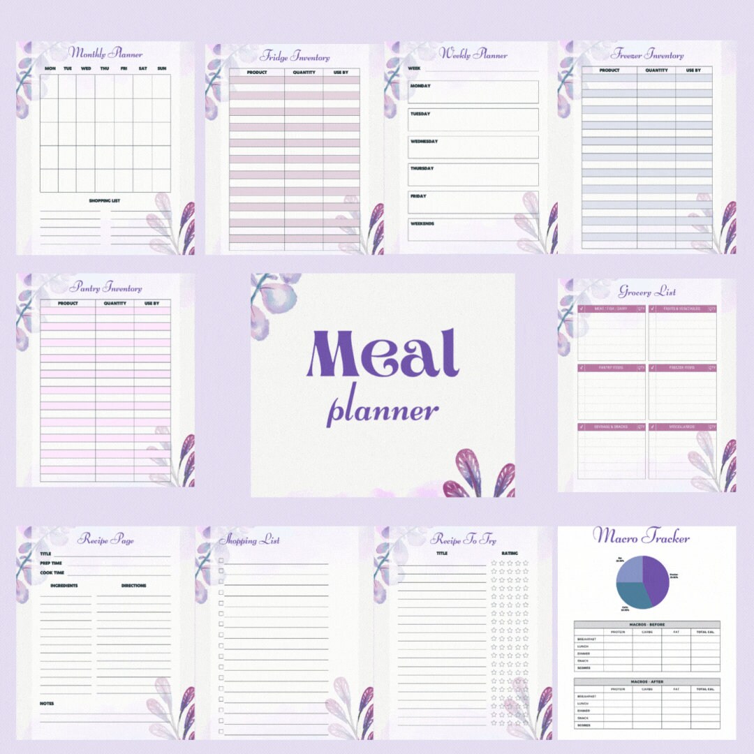 Editable Meal Planner Template Monthly Weekly Food Planner Done for