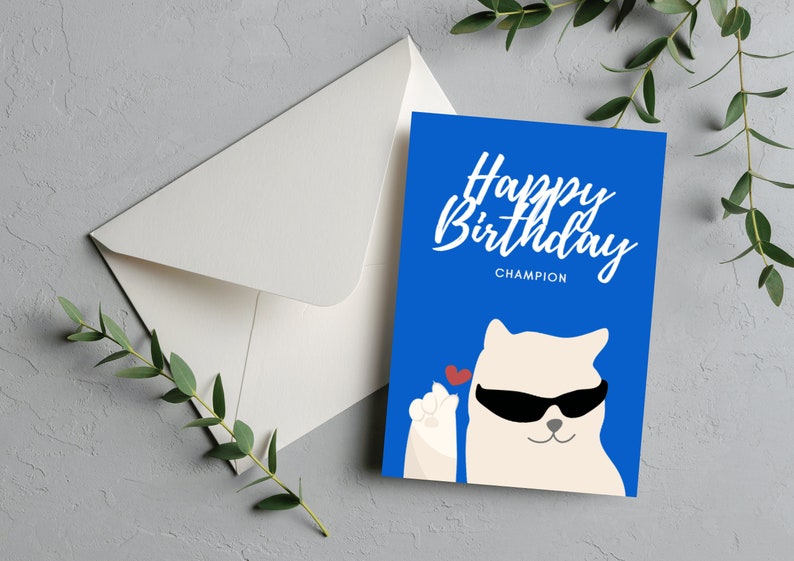 Printable Cat Birthday Card Printable Kitty Greetings for a Meowtastic