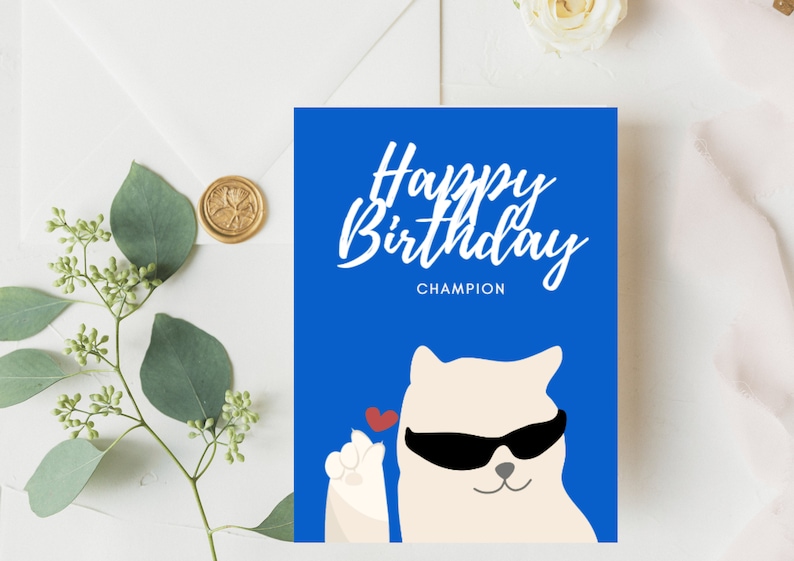 Printable Cat Birthday Card Printable Kitty Greetings for a Meowtastic