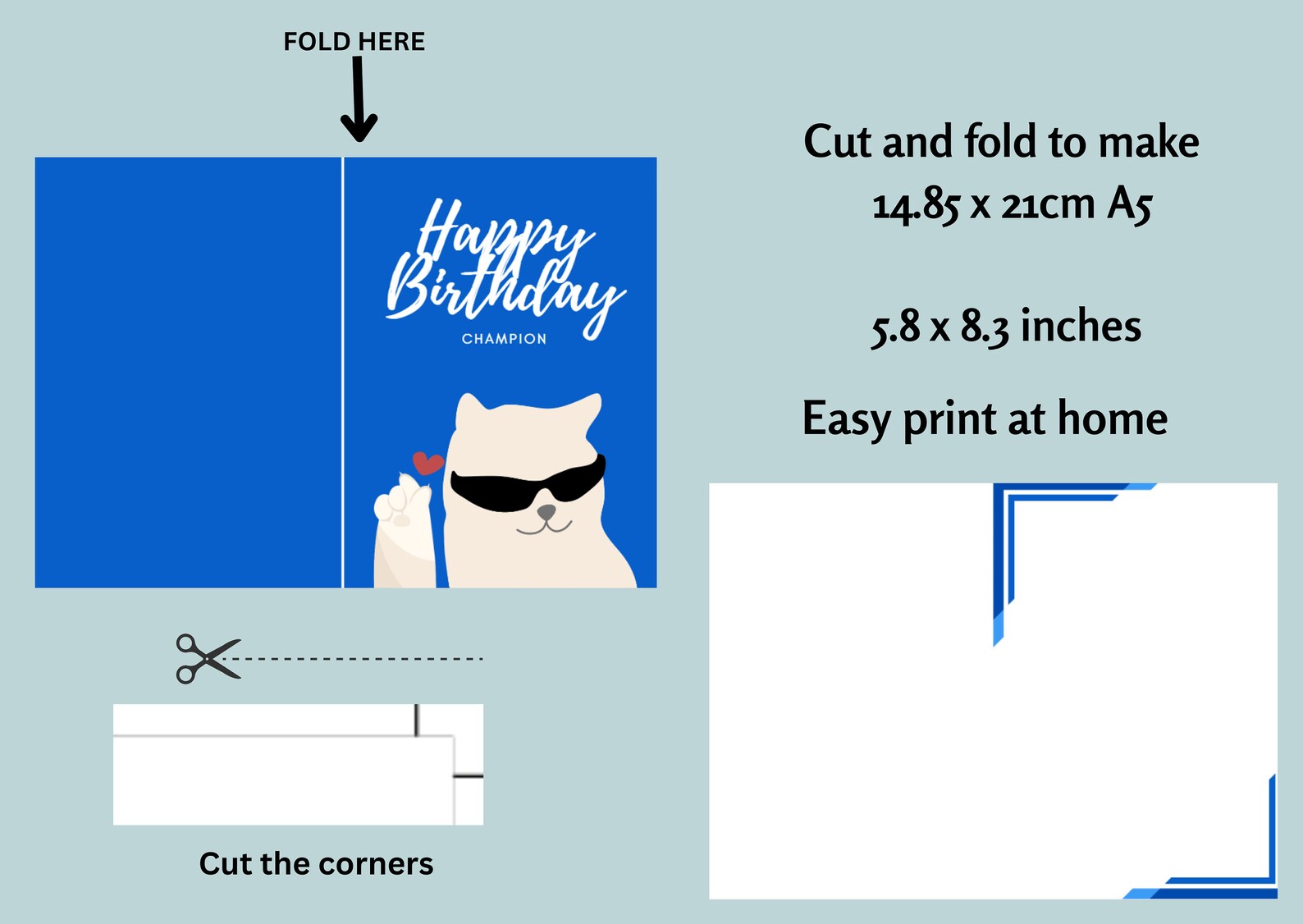 Printable Cat Birthday Card Printable Kitty Greetings for a Meow-tastic ...