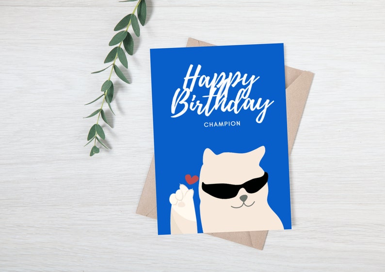 Printable Cat Birthday Card Printable Kitty Greetings for a Meowtastic
