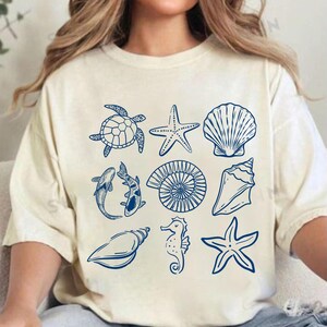 Sea Turtle & Shells PNG, Coastal Beach Graphic, Summer Vacation T-Shirt, Sublimation PNG, Digital Download