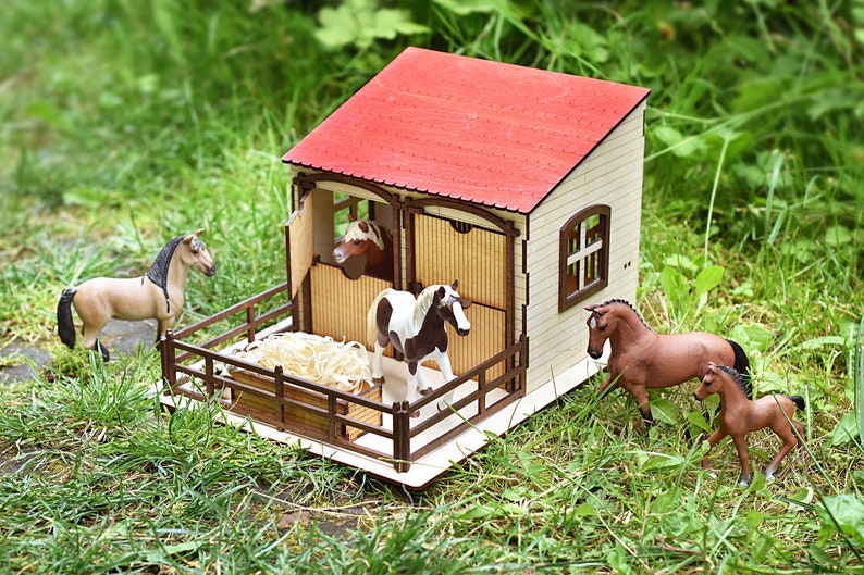 Handmade Wooden Horse Barn Toy Kids Birthday Gift Custom Name Customize