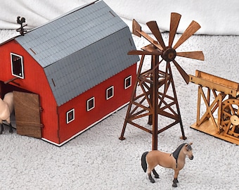 Handmade Wooden Farm Set Wooden Barn Toy Kids Birthday Gift Educational Toy for Children Horse Stand Farm