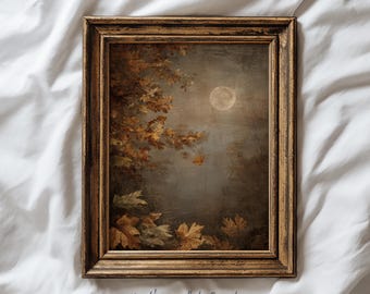 VIntage Fall Decor: Autumn Full MOON Printable Wall Art (DIGITAL DOWNLOAD)