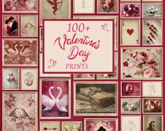 100+ Vintage Valentine's Day BUNDLE Prints: Love Gallery Wall Art Prints (Digital Download)