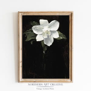 Dark Flower Print Vintage Dark Floral Oil Painting Antiqe Botanical Home Decor Moody Farmhouse Print Printable Wall Art Digital Download