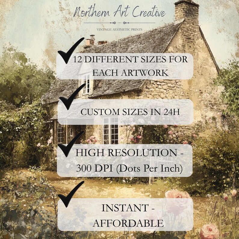 Cottage Garden Print, English Countryside Landscape (Downloadable Art) image 8