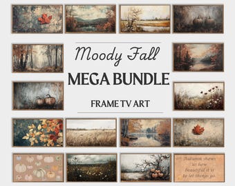 Moody Fall Landscape Paintings Bundle: Autumn Farmhouse Art (Digital Download)