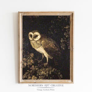 Moody Eule Druck Antike Vogel Wand Kunst Vintage Tier druckbare Malerei rustikale Bauernhaus Wand Dekor dunkle Kunst digitaler Download