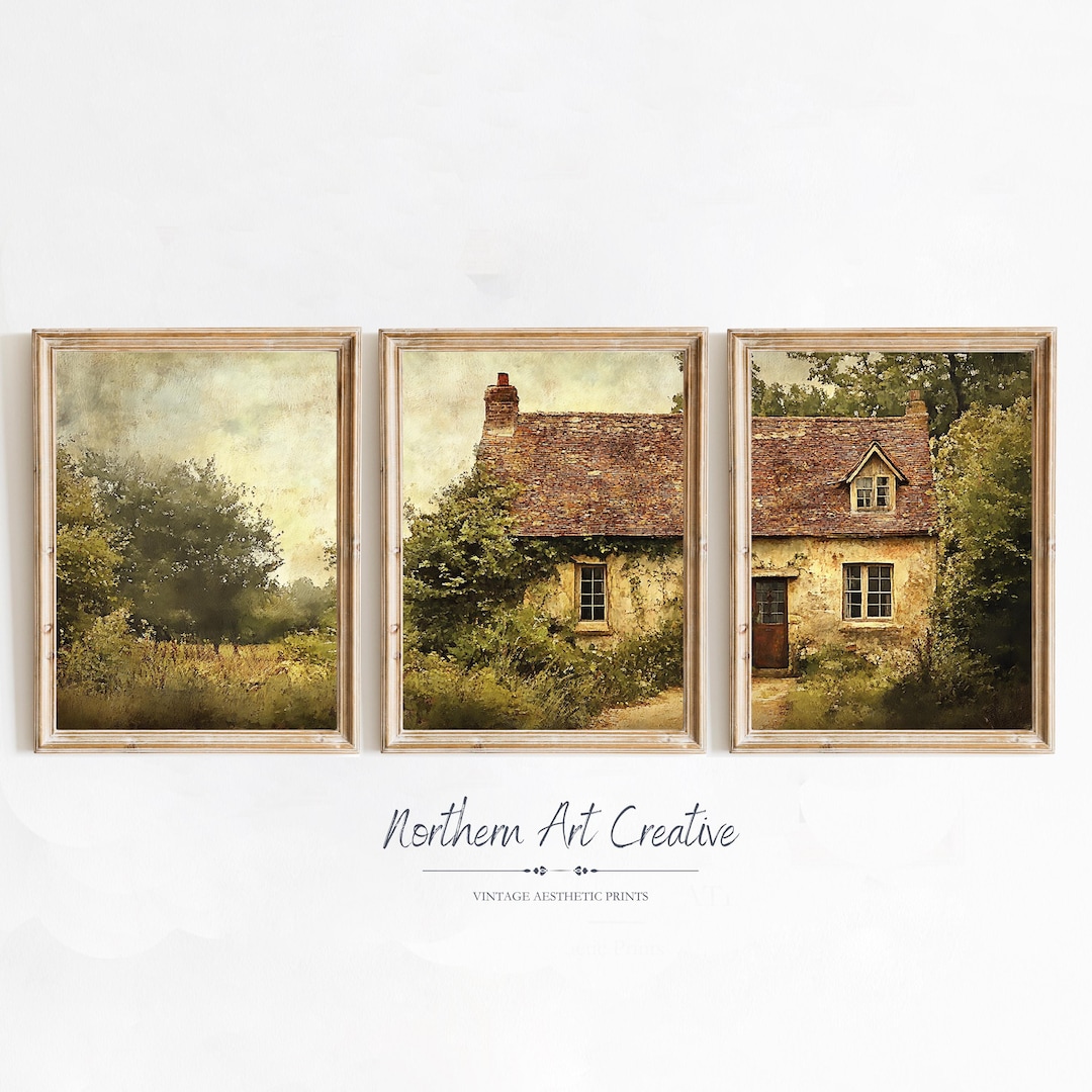Cottagecore Decor Set of 3 Prints Vintage English Cottage 3 Piece Wall ...