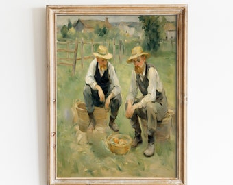 絵画 farmer paintings Vintage Farm Painting | 19th Century Field Art Print (printable
