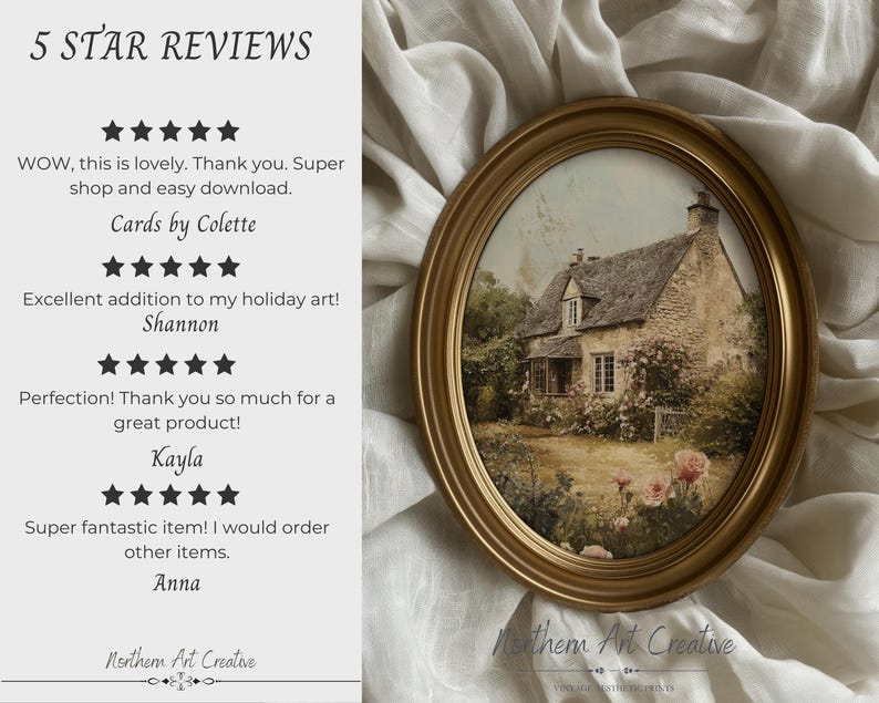 Cottage Garden Print, English Countryside Landscape (Downloadable Art) image 3