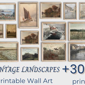 Vintage Landscape Prints Country Printable Oil Painting Vintage Countryside Gallery Wall Art Prints Set Mega Bundle Wall Decor Nature Prints