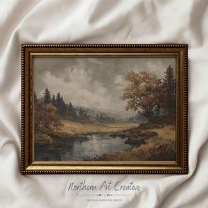 Vintage Fall Landscape Wall Art: Moody Autumn Print (Digital Download)