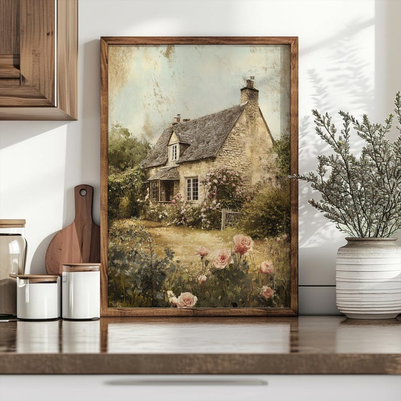 Cottage Garden Print, English Countryside Landscape (Downloadable Art) image 4