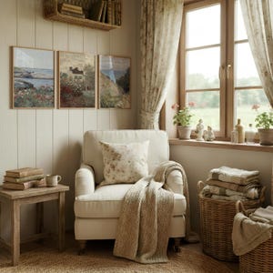 Vintage Summer Gallery Wall Set: Coastal Landscape Set Of 3 Prints imagen 2