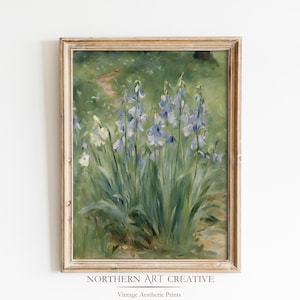Vintage Flowers Print Bluebell Flowers Wall Art Antique Blue Floral Print Botanical Printable Painting Wildflowers Print Spring Wall Art