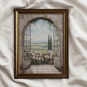 Neutral French Country Printable Wall Art: Vintage Open Window Printable Wall Art
