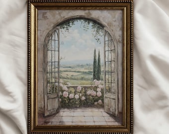 Neutral French Country Printable Wall Art: Vintage Open Window Printable Wall Art