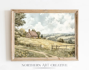English Country Print Vintage Countryside Wall Art Antique Aesthetic Home Decor Cottagecore Oil Painting Digital Downloadable Art