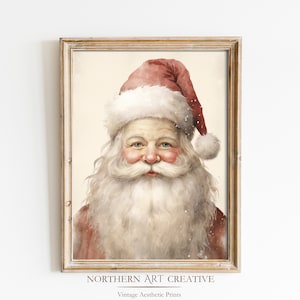 Vintage Santa Claus Portrait Wall Art, Vintage Aesthetic Christmas Printable Painting, Christmas Prints, Christmas Printable Decor, DIGITAL