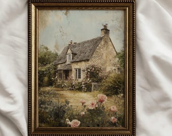 Cottage Garden Print, English Countryside Landscape (Downloadable Art)