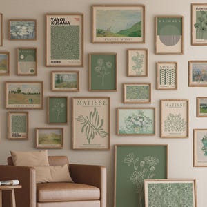 Green Gallery Wall Set Sage Green Printable Wall Art Soft Green Gallery Wall Prints Eclectic Modern Decor Vintage Neutral Prints Digital Art