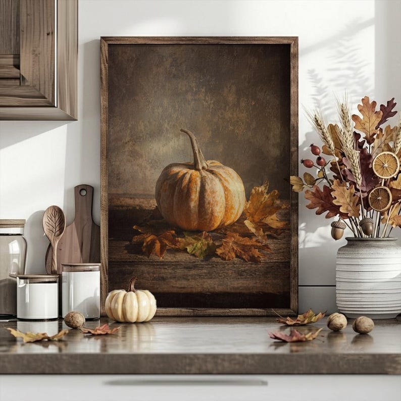 Vintage Pumpkin Painting: Rustic Fall Farmhouse Wall Decor (Digital Download) Bild 5