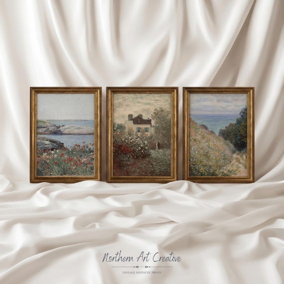 Vintage Summer Gallery Wall Set: Coastal Landscape Set Of 3 Prints