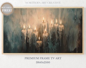 Vintage Fall Candles Frame TV Art | Halloween Aesthetic Samsung TV Frame | Fall Canvas Oil Painting Decor | Adult Halloween Wall Decoration