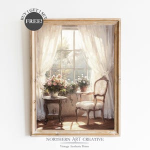 Antique French Country Wall Art Vintage Neutral Print Antique Interior Painting Living Room Art Romantic Farmhouse Light Academia Decor