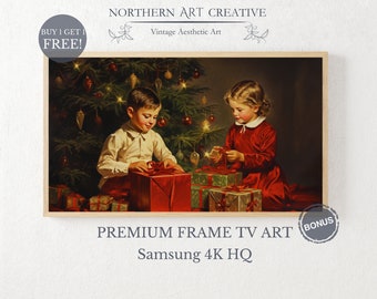 Christmas Frame TV Art | Winter Holiday Samsung Frame TV Art | Kids Opening Presents Digital Art For Tv | Nostalgic Christmas Frame Tv Art