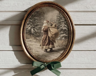 MOODY Christmas Decor: Vintage Santa Printable Wall Art Holiday Farmhouse Decor Cottagecore Decor Christmas Print Winter Wall Art Digital