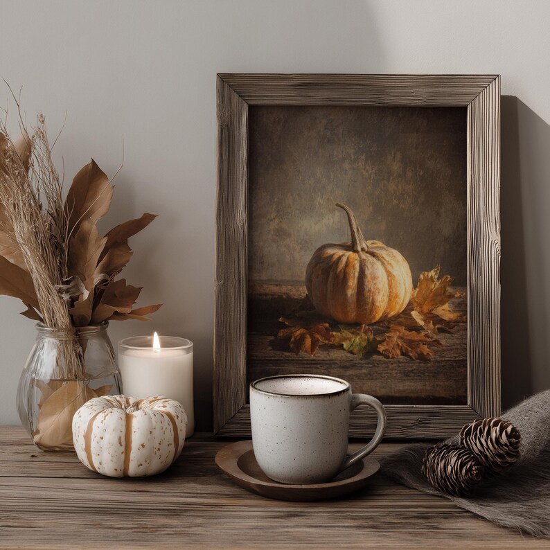 Vintage Pumpkin Painting: Rustic Fall Farmhouse Wall Decor (Digital Download) Bild 7