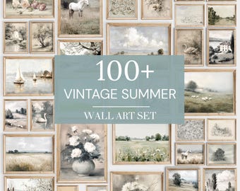 100+ Vintage Summer Prints: Neutral Farmhouse Gallery Wall (Digital Download)