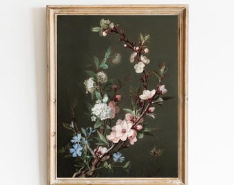 Vintage Floral Wall Art Sage Green Flower Print Antique Botanical Wall Decor Vintage Farmhouse Printable Wall Art Sage Green Home Decor