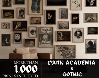 1000+ Dark Academia BUNDLE Gothic Galerie Wand Drucke Grunge Galerie Wand Kunst Set Whimsigoth Dekor druckbare Wand Kunst dunkle Cottagecore Dekor