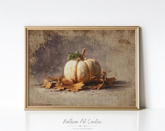 Rustic Fall Pumpkin Painting Vintage Fall Farmhouse Wall Art Fall Cottagecore Decor Vintage Autumn Print Printable Wall Art Digital Download