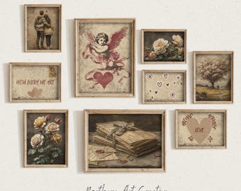 Vintage Valentine's Day Gallery Wall Art Prints (Digital Download)