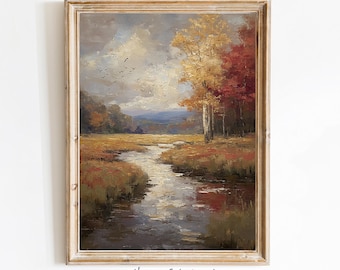 Moody Autumn Landscape Oil Painting Print (Digital Download)