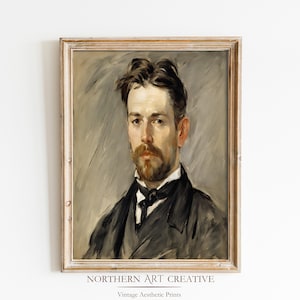 Antique Man&#39;s Portrait Print | 19th Century Farmhouse Wall Art | Vintage Wall Decoration | Rustic Printable Painting | DIGITAL DOWNLOADABLE
