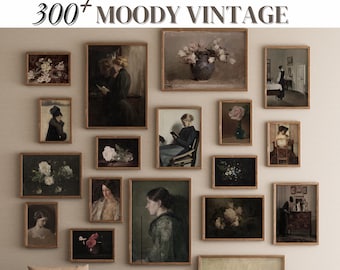 Conjunto de láminas Moody Prints Vintage Gallery Wall Art Antiguo Imprimible para Pared Láminas Góticas Victorianas Pintura de Paisaje Campestre