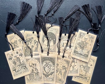 Handmade Laminated Tarot Card Bookmark | Beige | Black Tassel | Page Keeper Book Mark | Astrology
