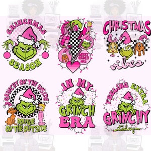 Retro Grinch, Pink Christmas PNG Bundle, pink Christmas Png, Grinch Christmas shirt, Christmas Sublimation Designs, Retro Pink Christmas
